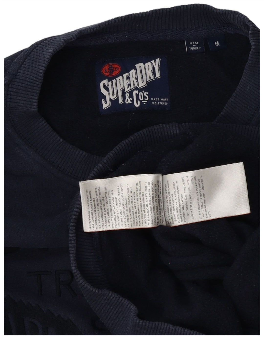 Felpa grafica da uomo Superdry Maglione medio in cotone blu navy