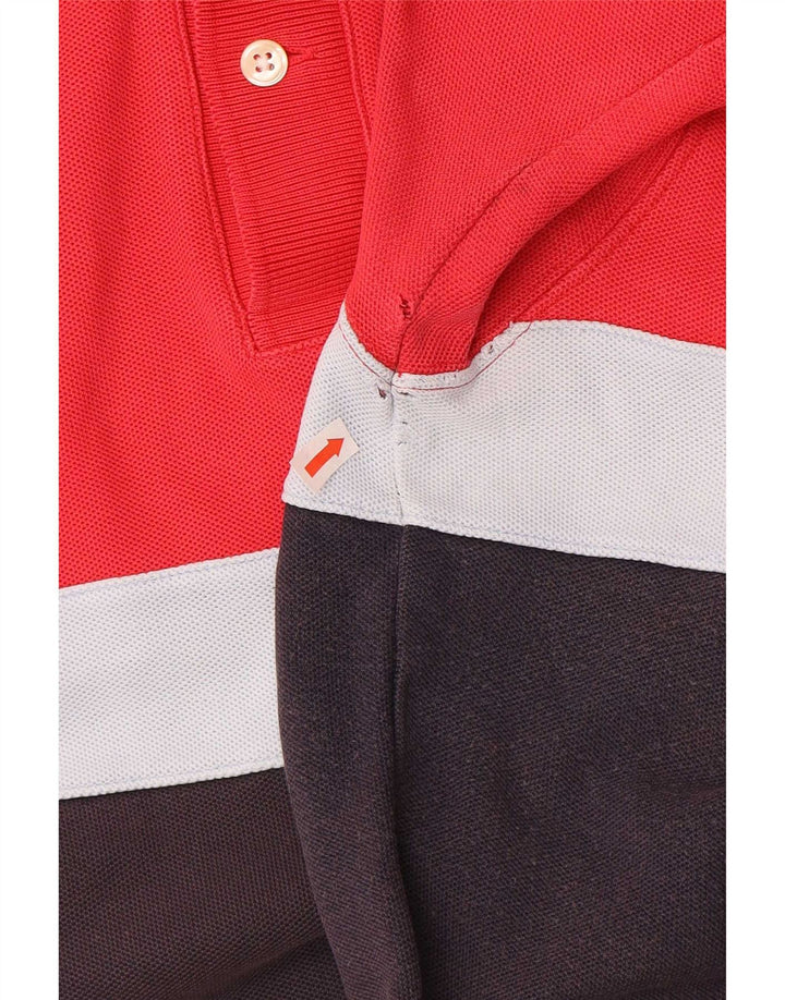 Polo grafica da uomo Hackett grande in cotone color block rosso