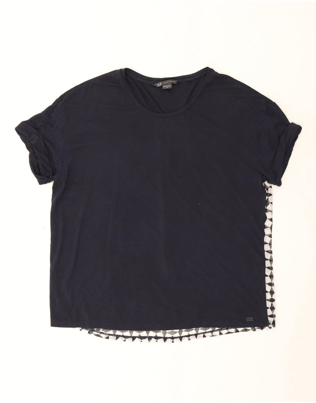 T-shirt da donna Armani Exchange Top UK 14 Medium Navy Blue geometrica