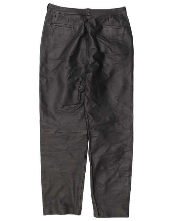 Pantaloni dritti da donna vintage in ecopelle W30 L29 neri