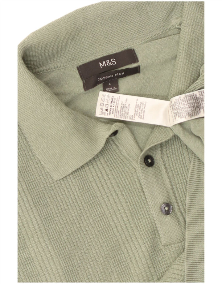 Marks & Spencer Maglione da uomo a maniche corte con collo a polo grande verde