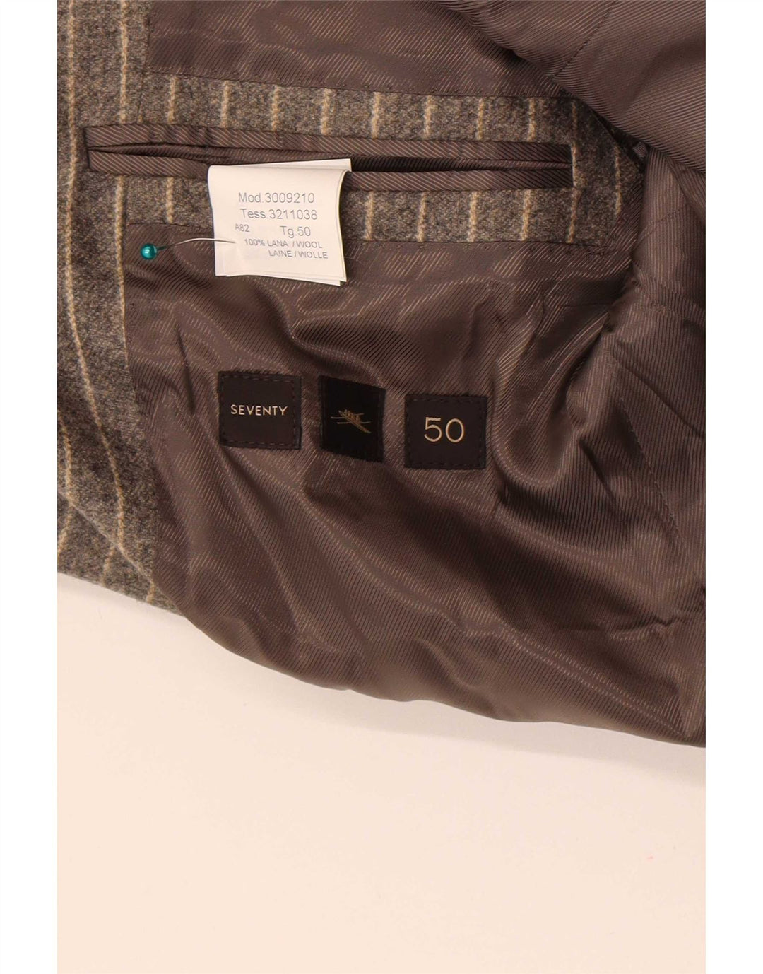 Giacca blazer da uomo a 2 bottoni Seventy IT 50 grande lana a righe grigie