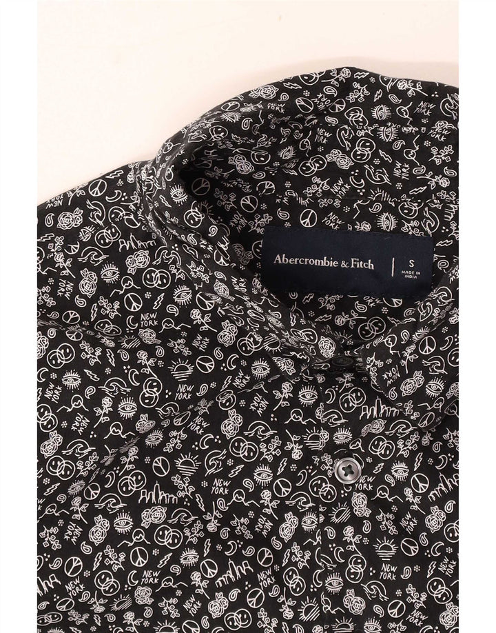 Camicia da uomo con motivo astratto Abercrombie & Fitch piccola nera