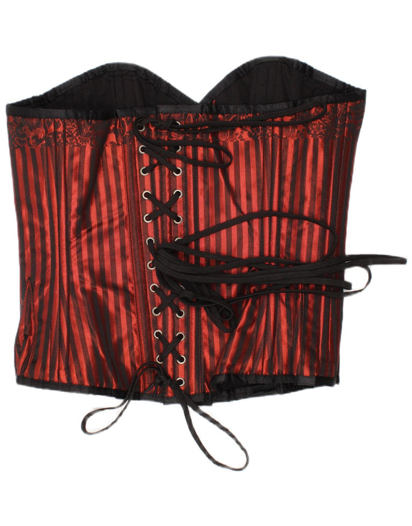 Top corsetto vintage da donna in poliestere a righe rosse medie