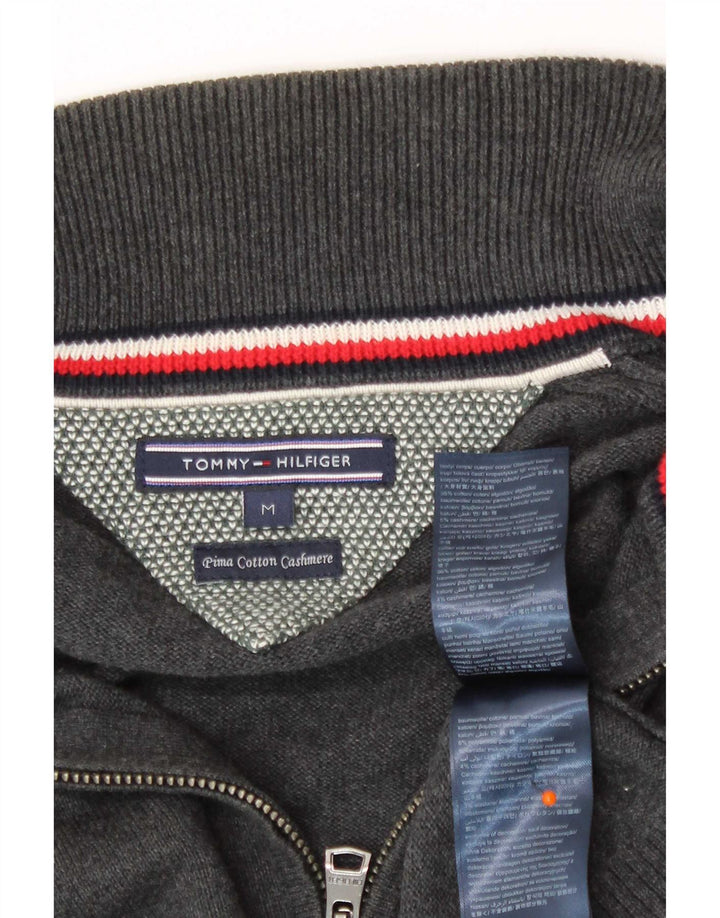 Maglione cardigan con zip intera da uomo Tommy Hilfiger in cotone grigio medio