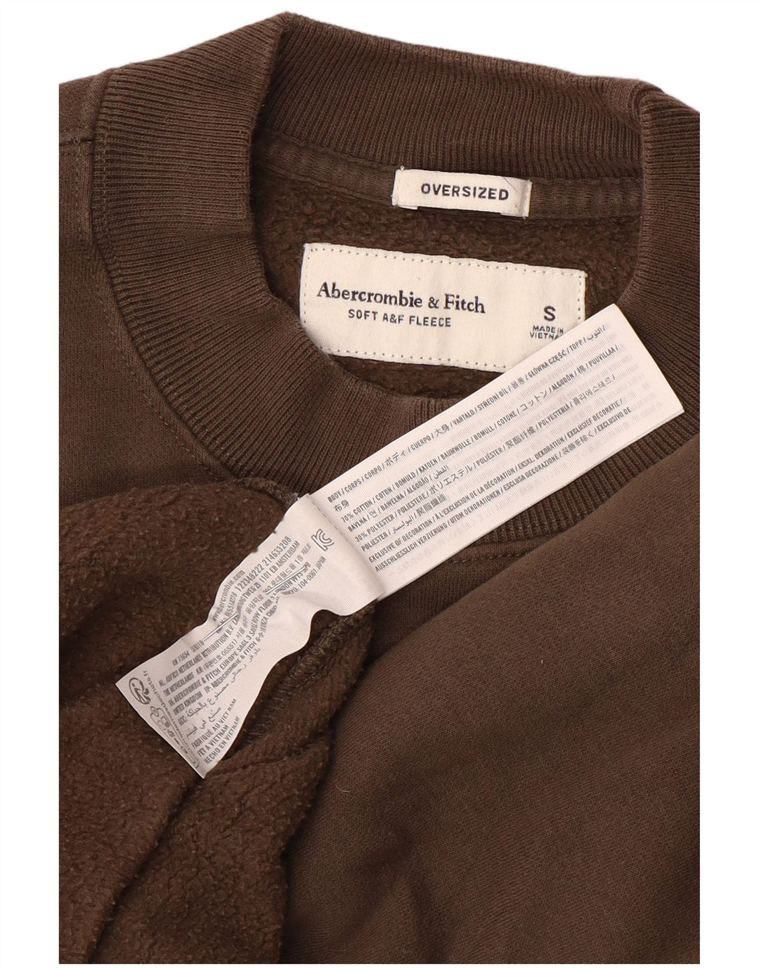 Abercrombie & Fitch Felpa oversize da uomo Maglione piccolo in cotone marrone