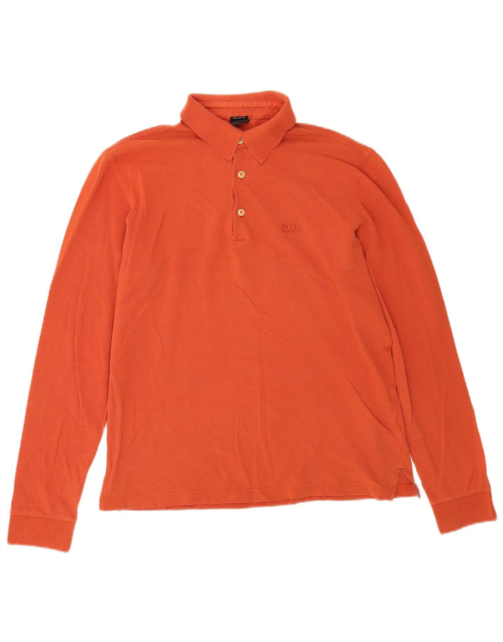 Polo a maniche lunghe da uomo Hugo Boss piccola arancione