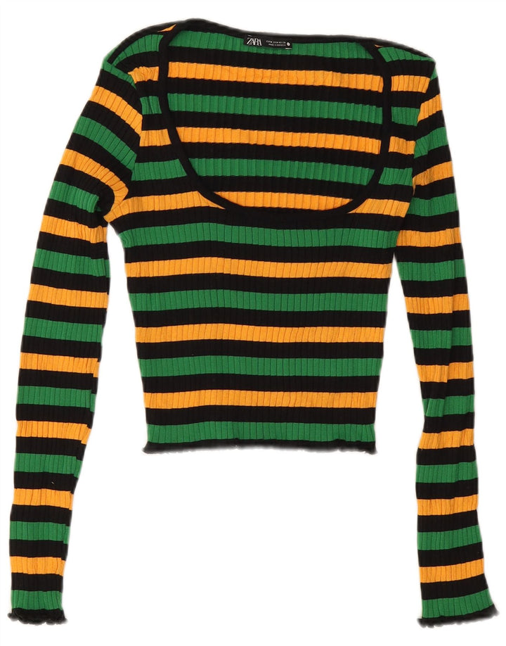 Top corto da donna Zara UK 12 medio a righe multicolore