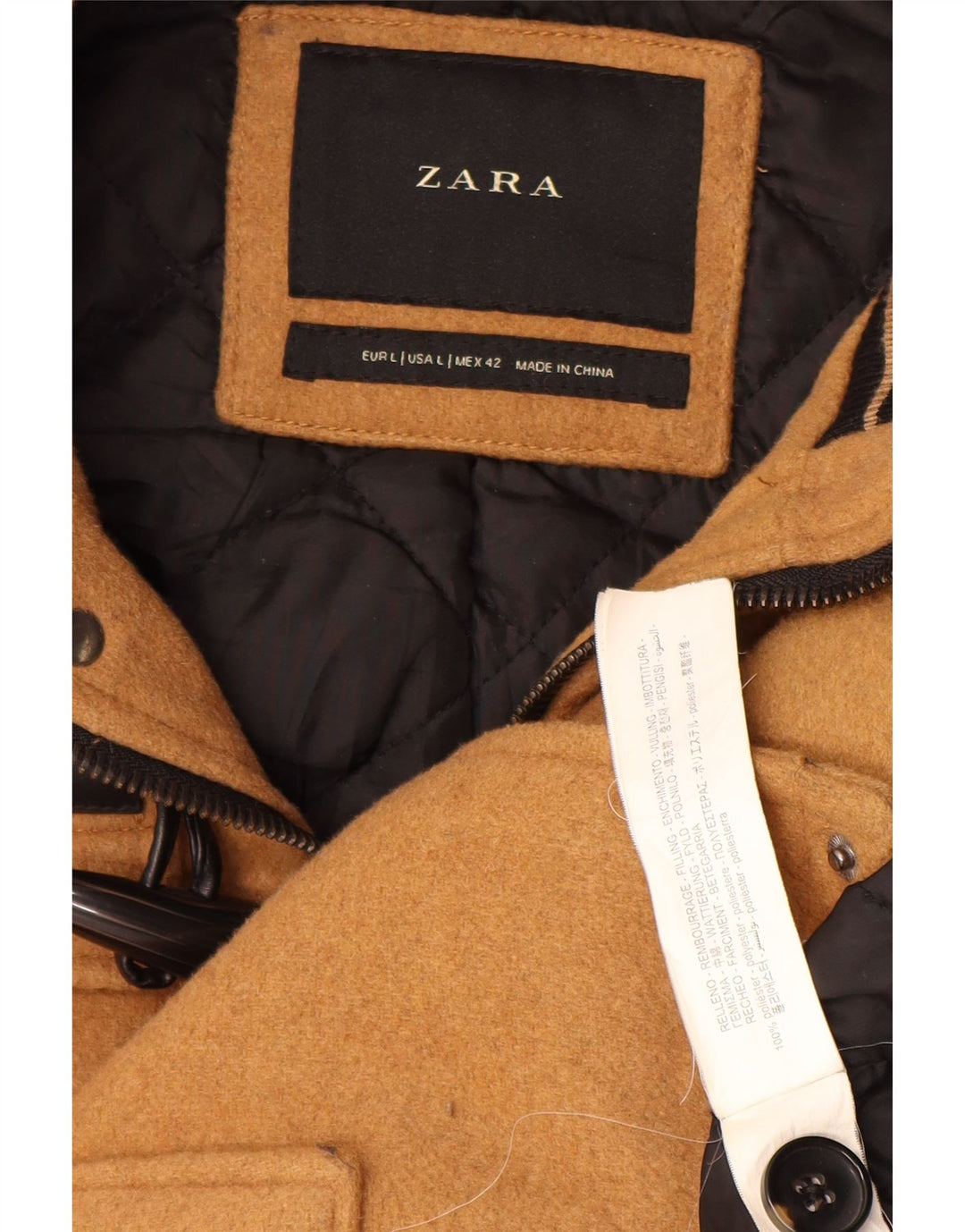 Montgomery con cappuccio da uomo Zara UK 40 grande poliestere marrone
