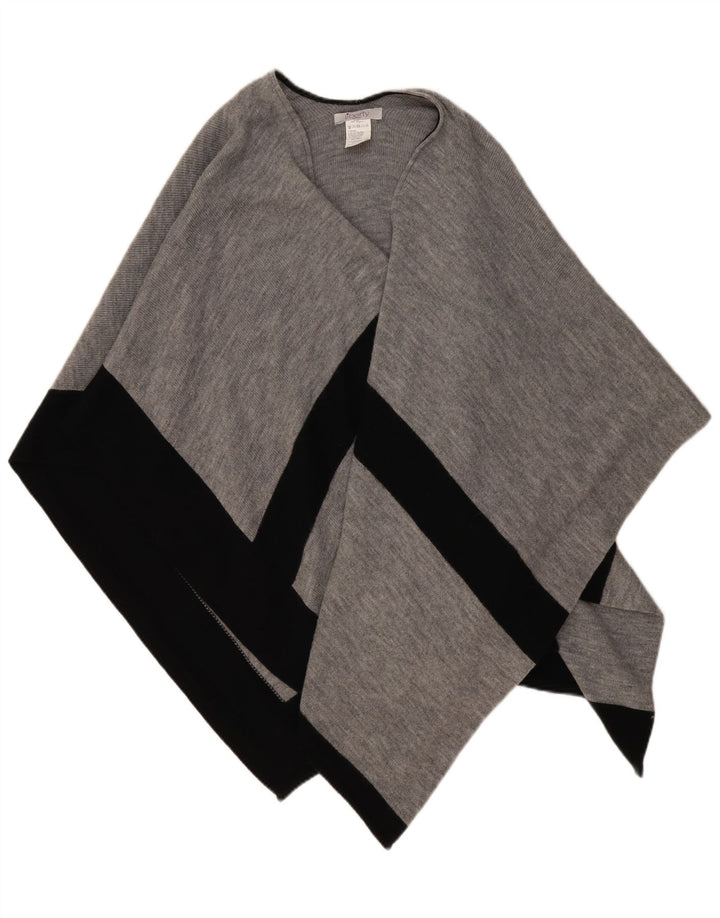LIBERTY Womens Poncho Cardigan Sweater One Size Grey Colourblock