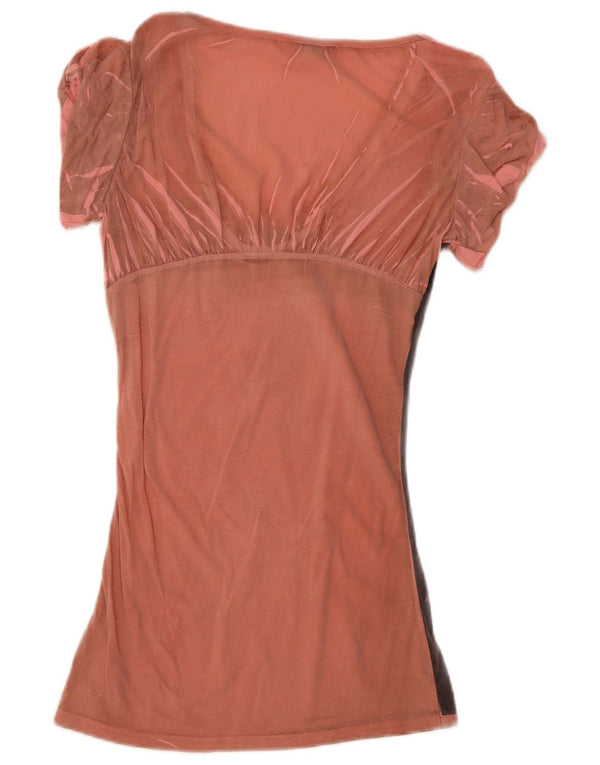 DIESEL Abito t-shirt con grafica da donna UK 8 piccolo cotone rosa