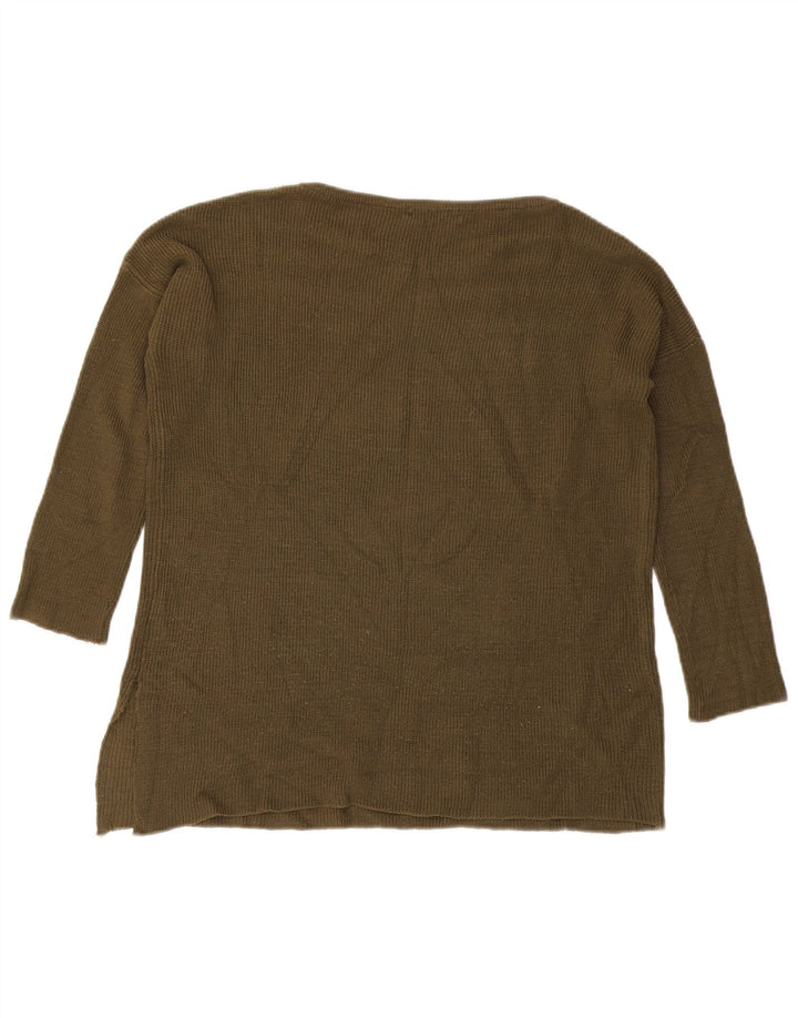 Maglione maglione con scollo a barca da donna Zara UK 14 medio cachi