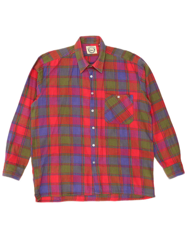 Camicia in flanella da uomo VINTAGE taglia 41/42 in cotone a quadri multicolore grande