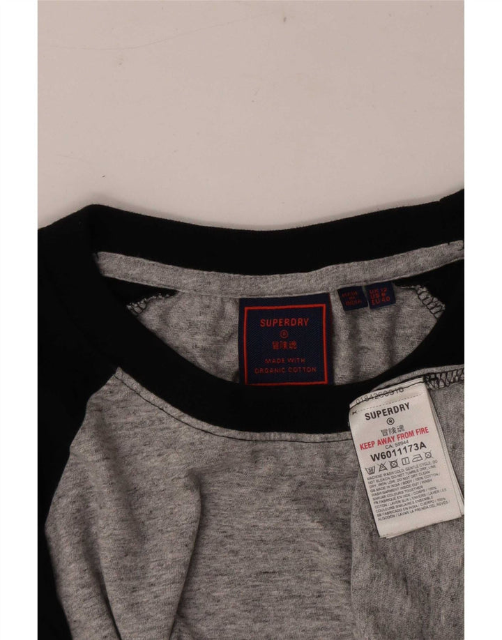 Top da donna a maniche lunghe Superdry UK 12 in cotone color block grigio medio