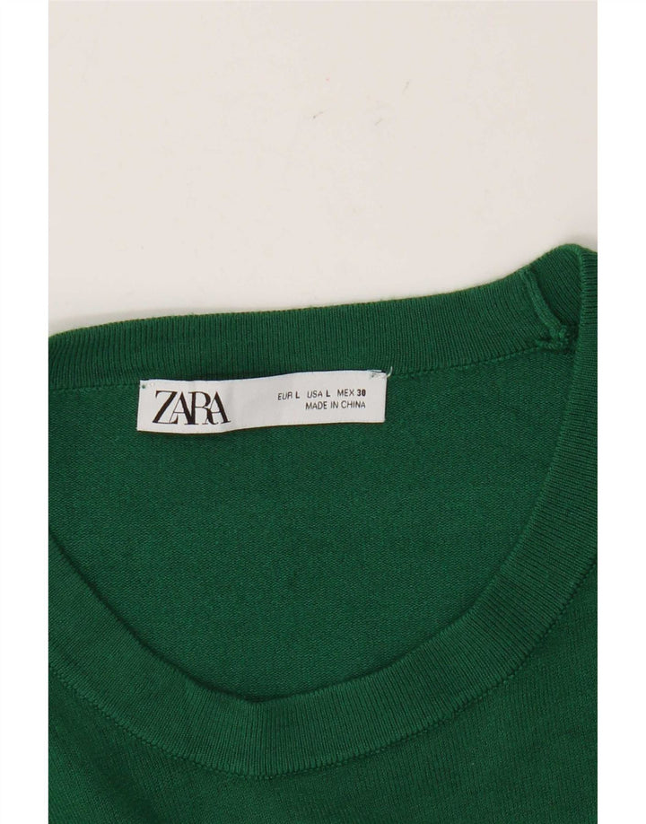 Maglione maglione girocollo da donna Zara UK 14 grande verde