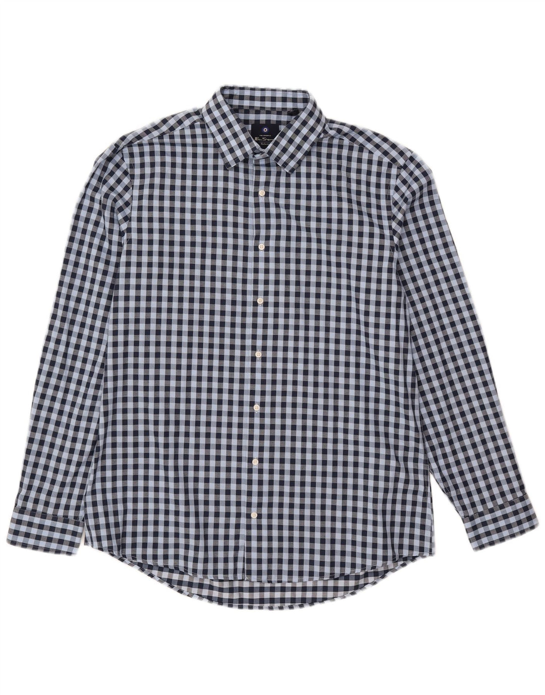 Camicia da uomo Ben Sherman taglia 16 1/2 grande cotone a quadretti blu