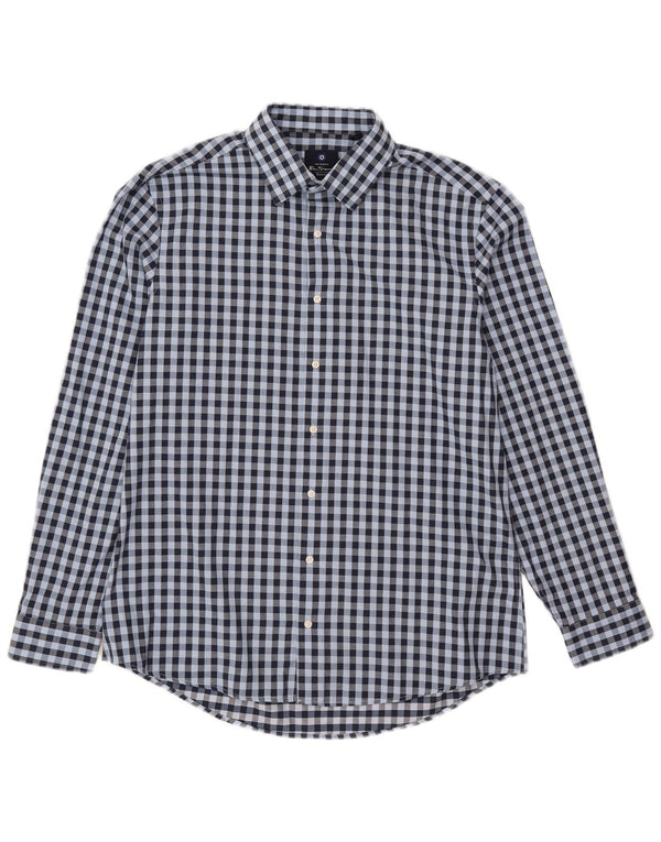 Camicia da uomo Ben Sherman taglia 16 1/2 grande cotone a quadretti blu