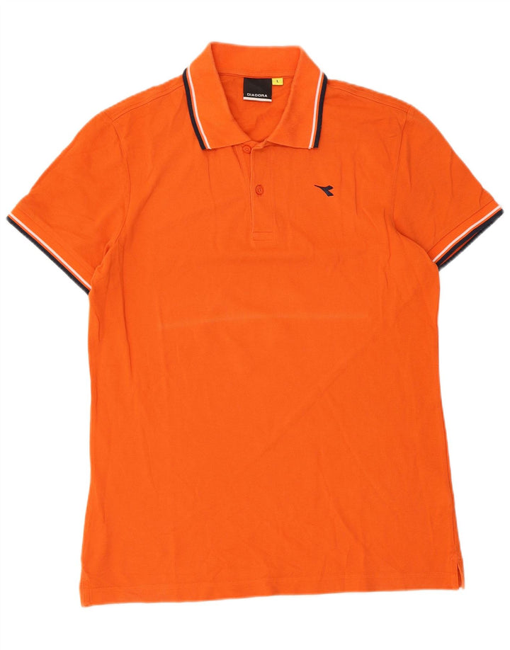 Polo Diadora Uomo Cotone Rigato Grande Arancione