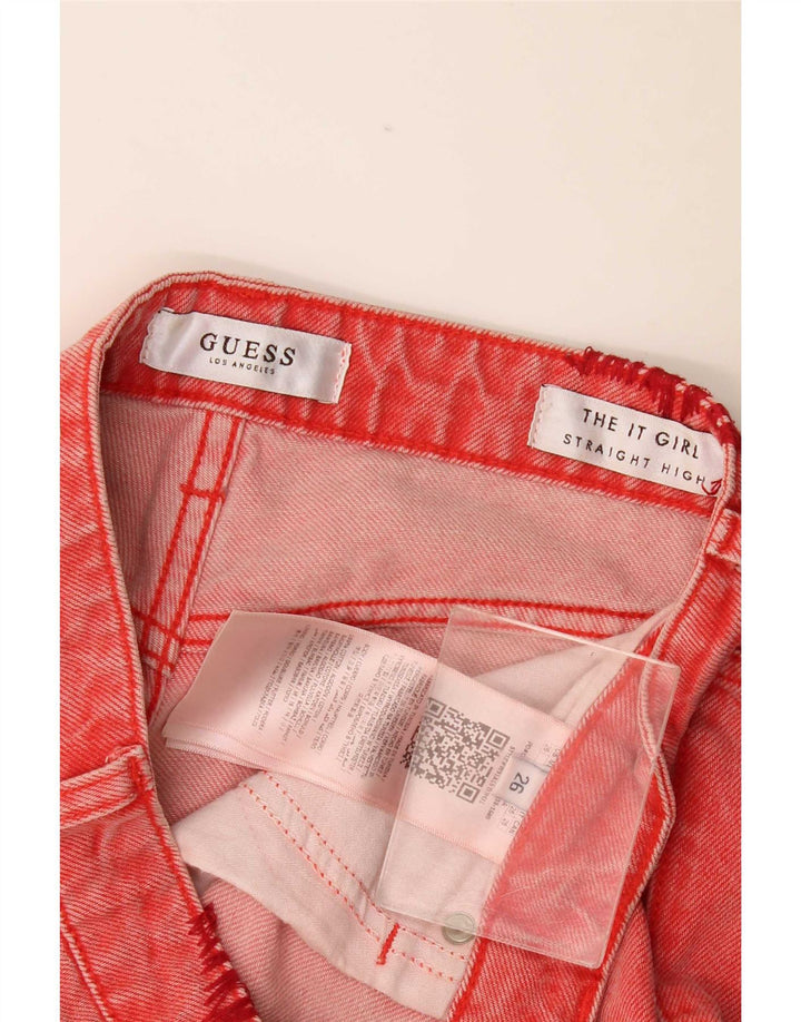 Jeans dritti invecchiati Guess da donna W26 L28 cotone rosso
