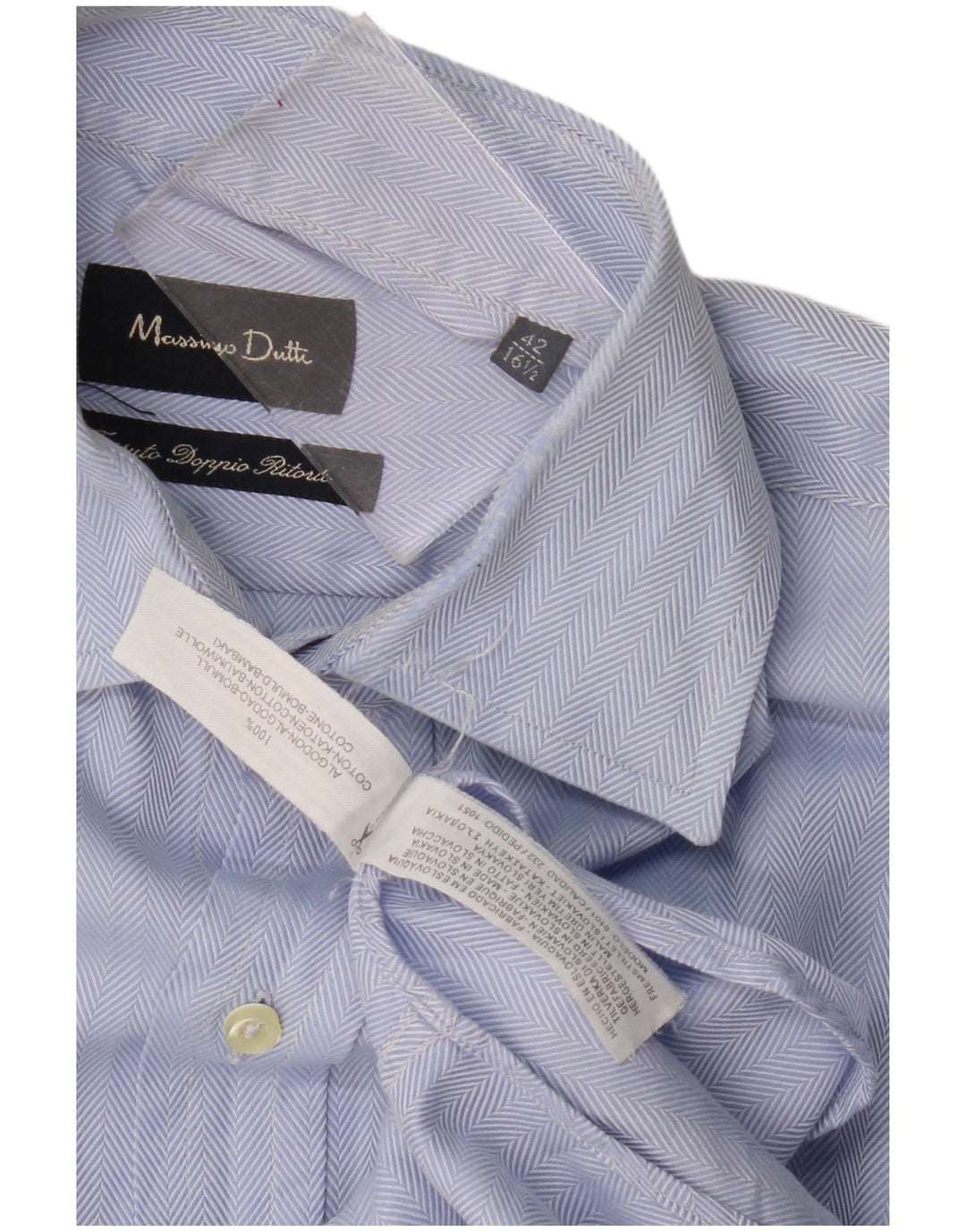 Camicia da uomo Massimo Dutti taglia 42 16 1/2 grande cotone a spina di pesce blu