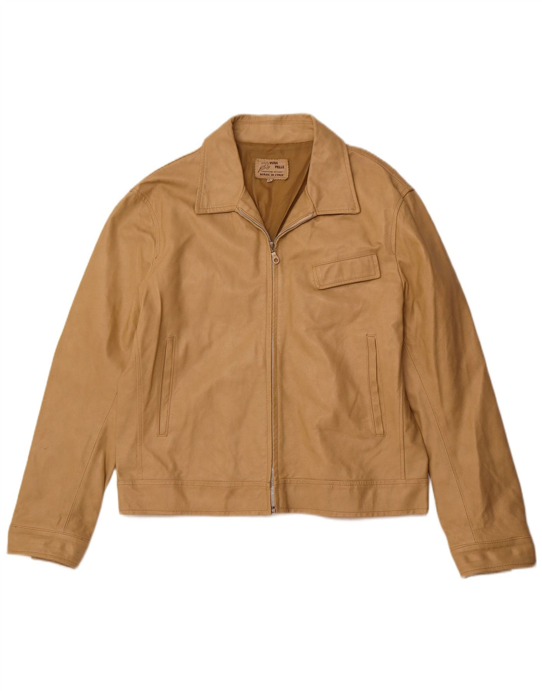 Giacca in pelle da donna VINTAGE UK 18 XL Pelle beige