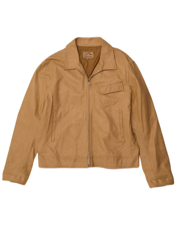 Giacca in pelle da donna VINTAGE UK 18 XL Pelle beige