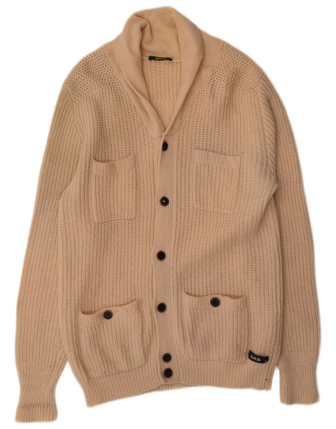 Maglione cardigan da uomo Gas XL in lana beige
