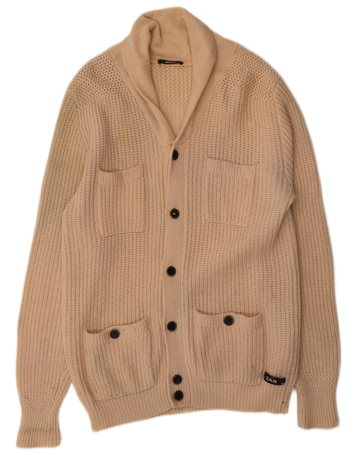 Maglione cardigan da uomo Gas XL in lana beige