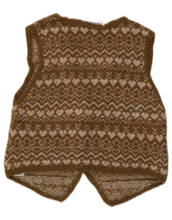Gilet lavorato a maglia da donna Zara UK 12 medio kaki Fair Isle acrilico