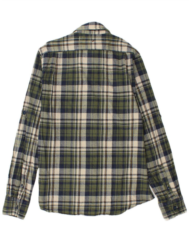 Camicia da uomo in flanella SUPERDRY, cotone a quadri verdi grandi