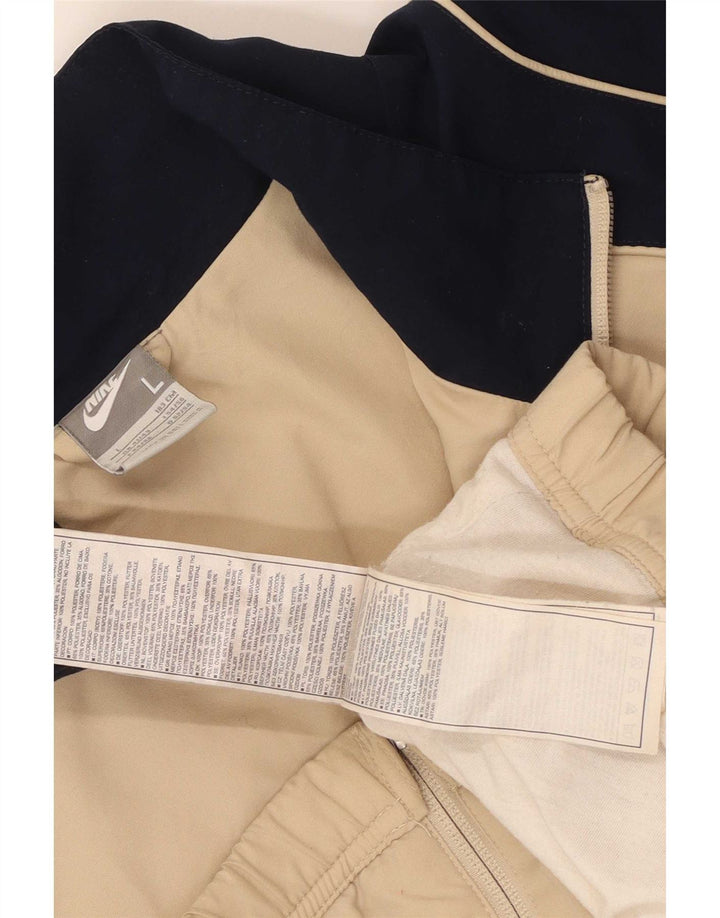 Giacca da tuta da uomo Nike, giacca grande, in poliestere color block beige
