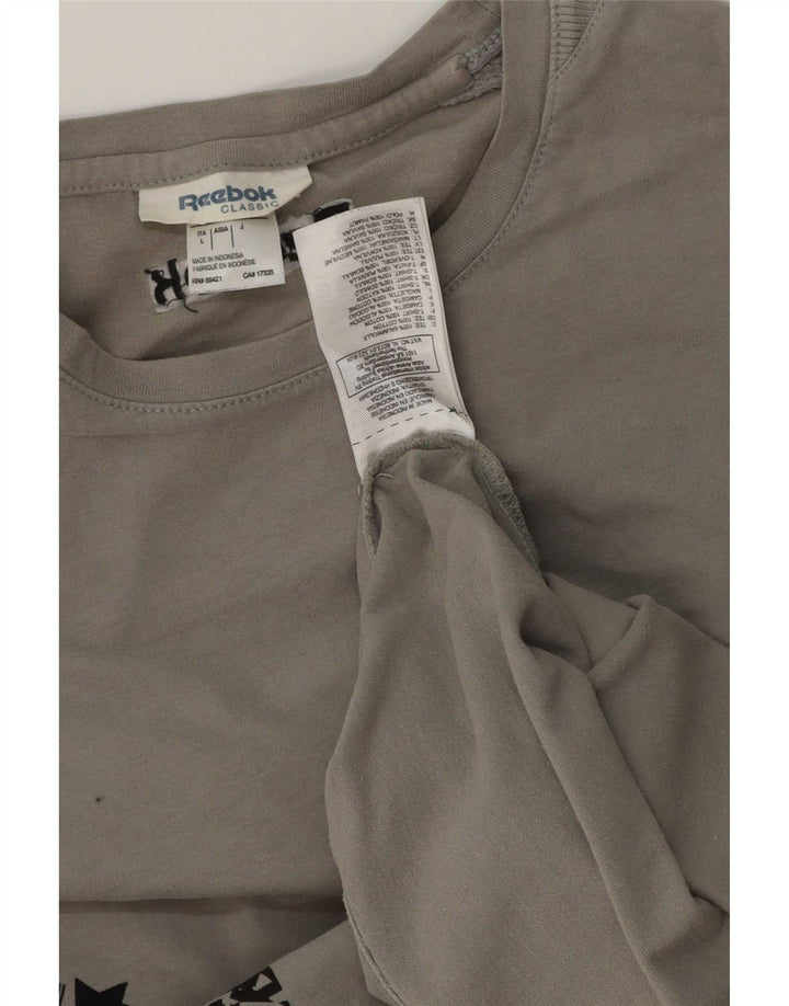 Reebok Top grafico da uomo a maniche lunghe in cotone grigio grande