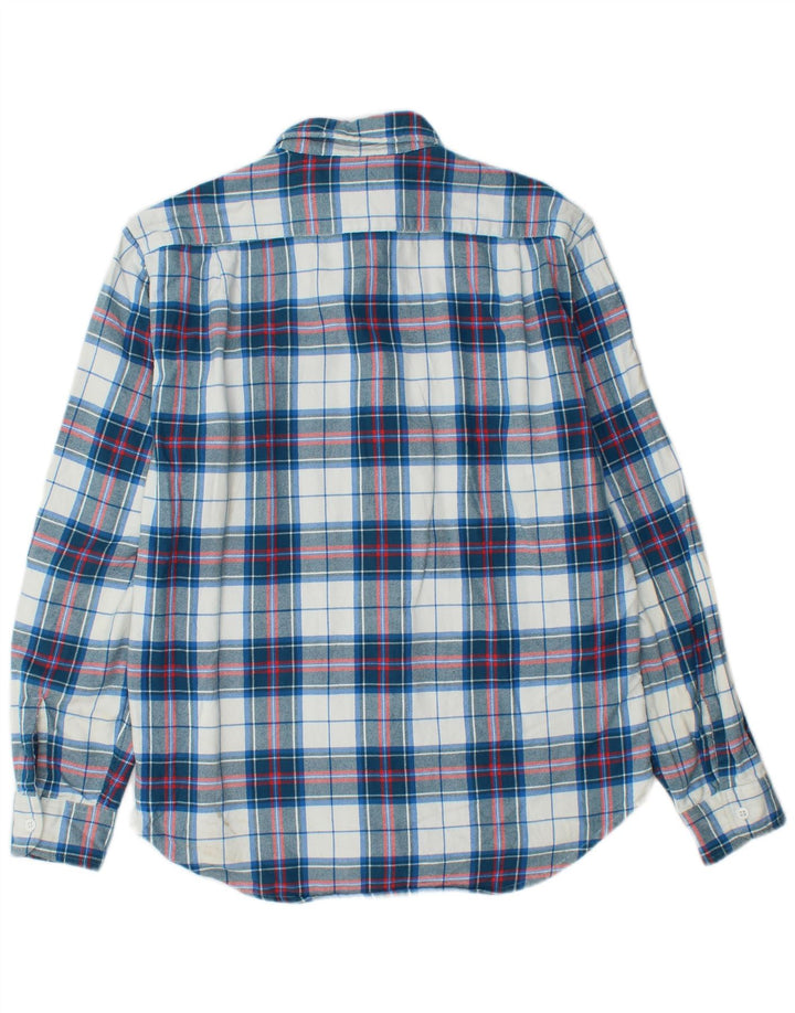 BONOBOS Camicia da uomo in flanella vestibilità standard, cotone a quadri blu medio