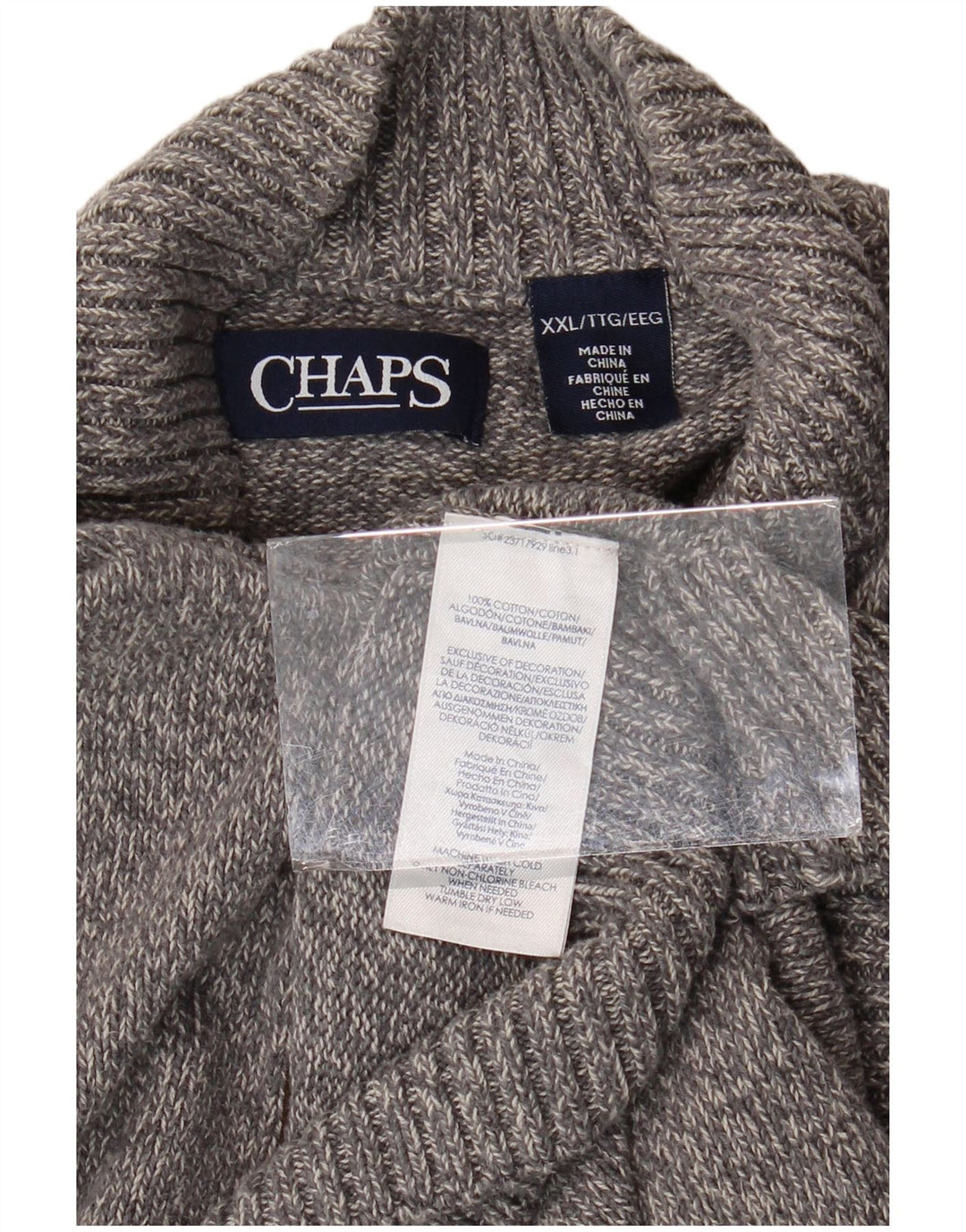 Maglione da uomo con collo a bottoni CHAPS 2XL cotone grigio