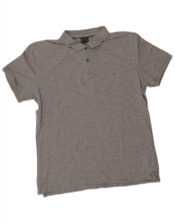 Polo da uomo Calvin Klein in cotone grigio medio