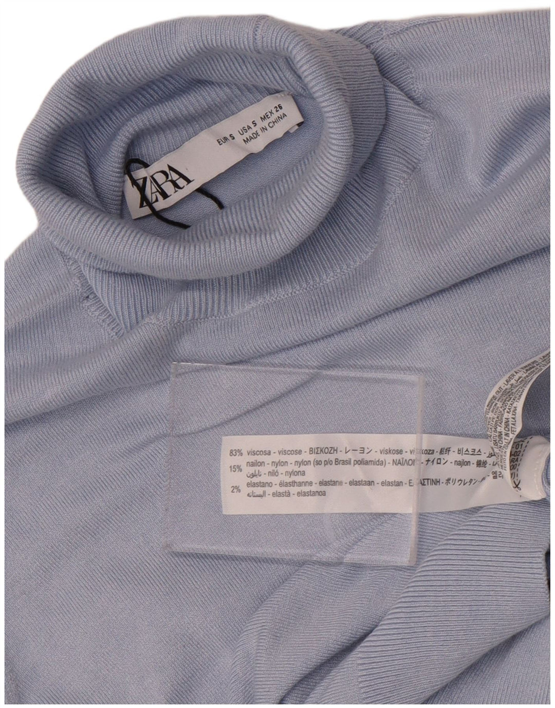 Maglione a collo alto da donna Zara UK 10 piccolo in viscosa blu