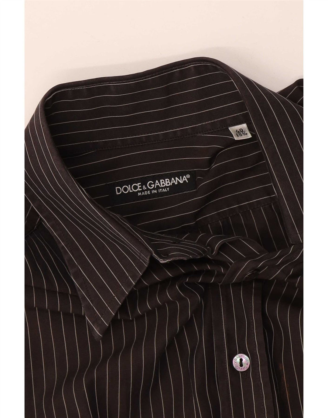 Camicia da uomo Dolce & Gabbana taglia 40 15 1/2 medio gessato nero