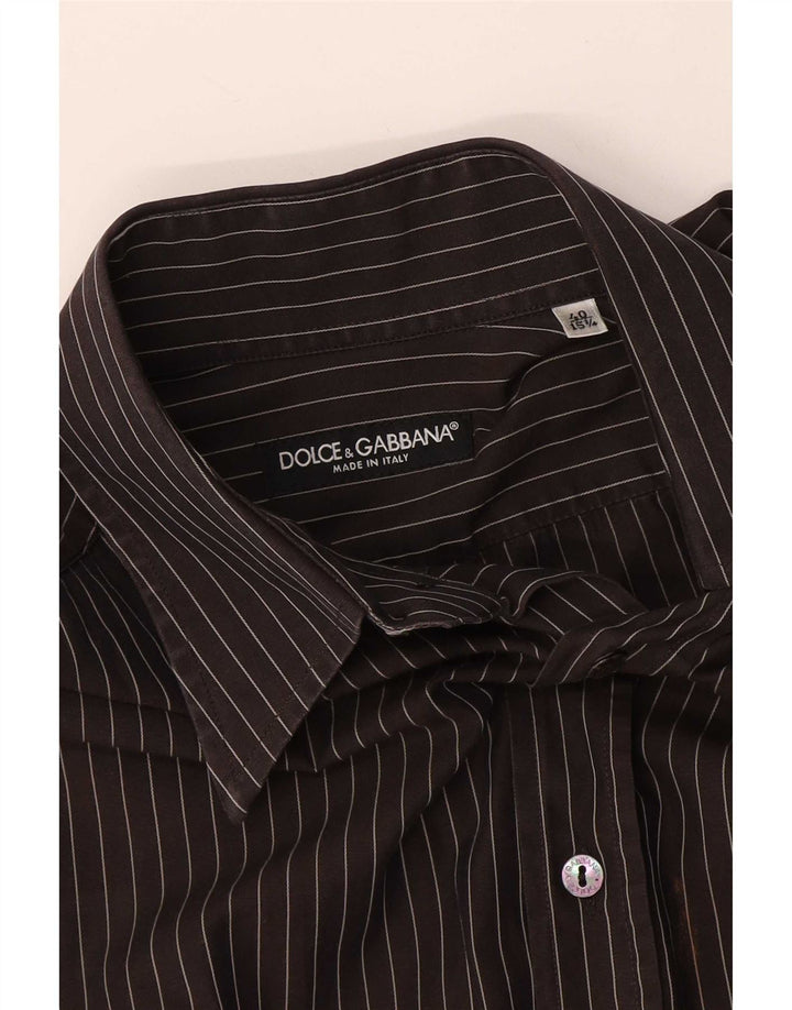 Camicia da uomo Dolce & Gabbana taglia 40 15 1/2 medio gessato nero