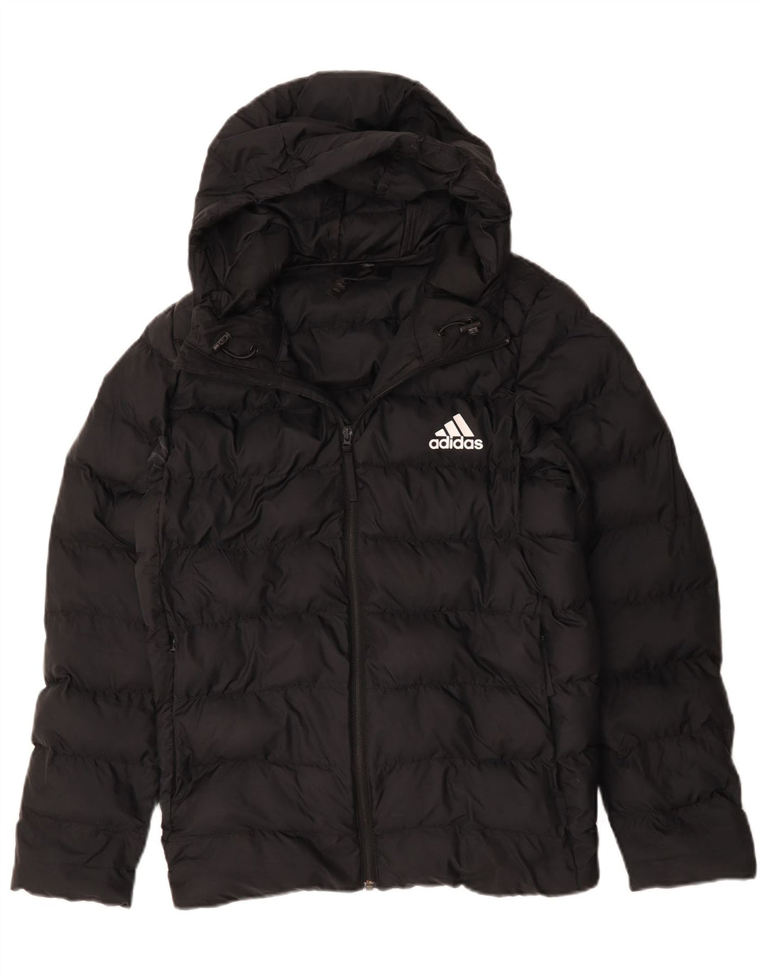 Giacca imbottita con cappuccio da donna Adidas UK 16 grande poliestere nero