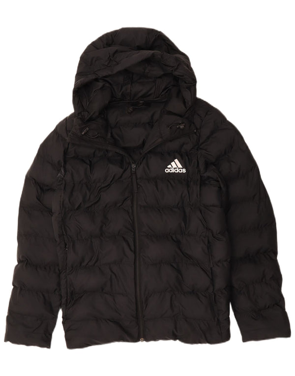 Giacca imbottita con cappuccio da donna Adidas UK 16 grande poliestere nero
