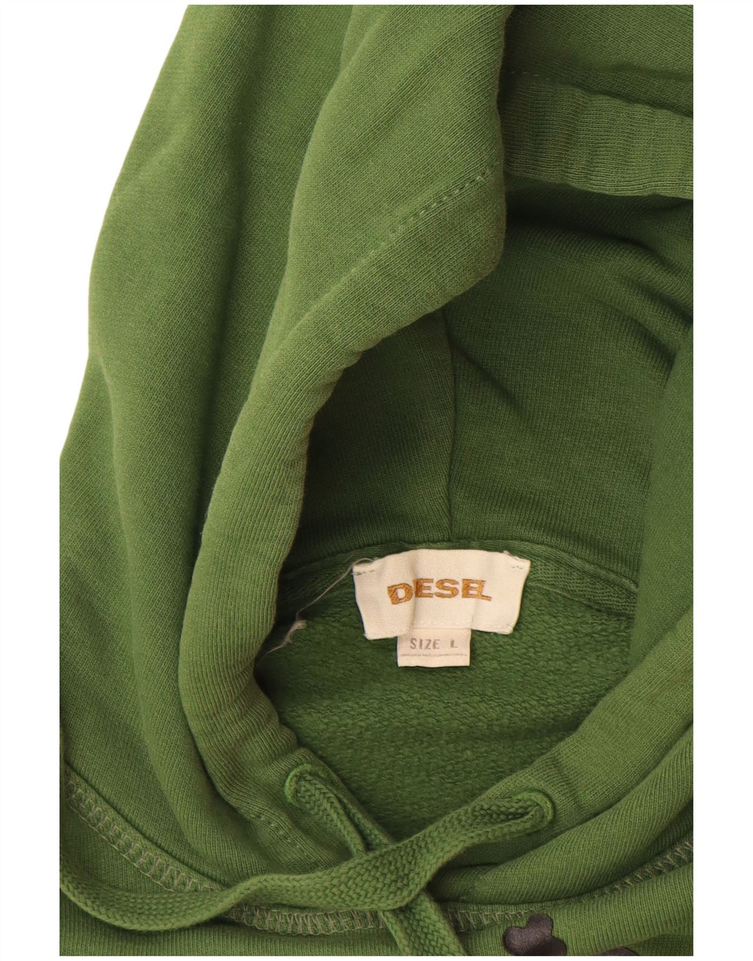 DIESEL Felpa con cappuccio grafica da uomo grande in cotone verde