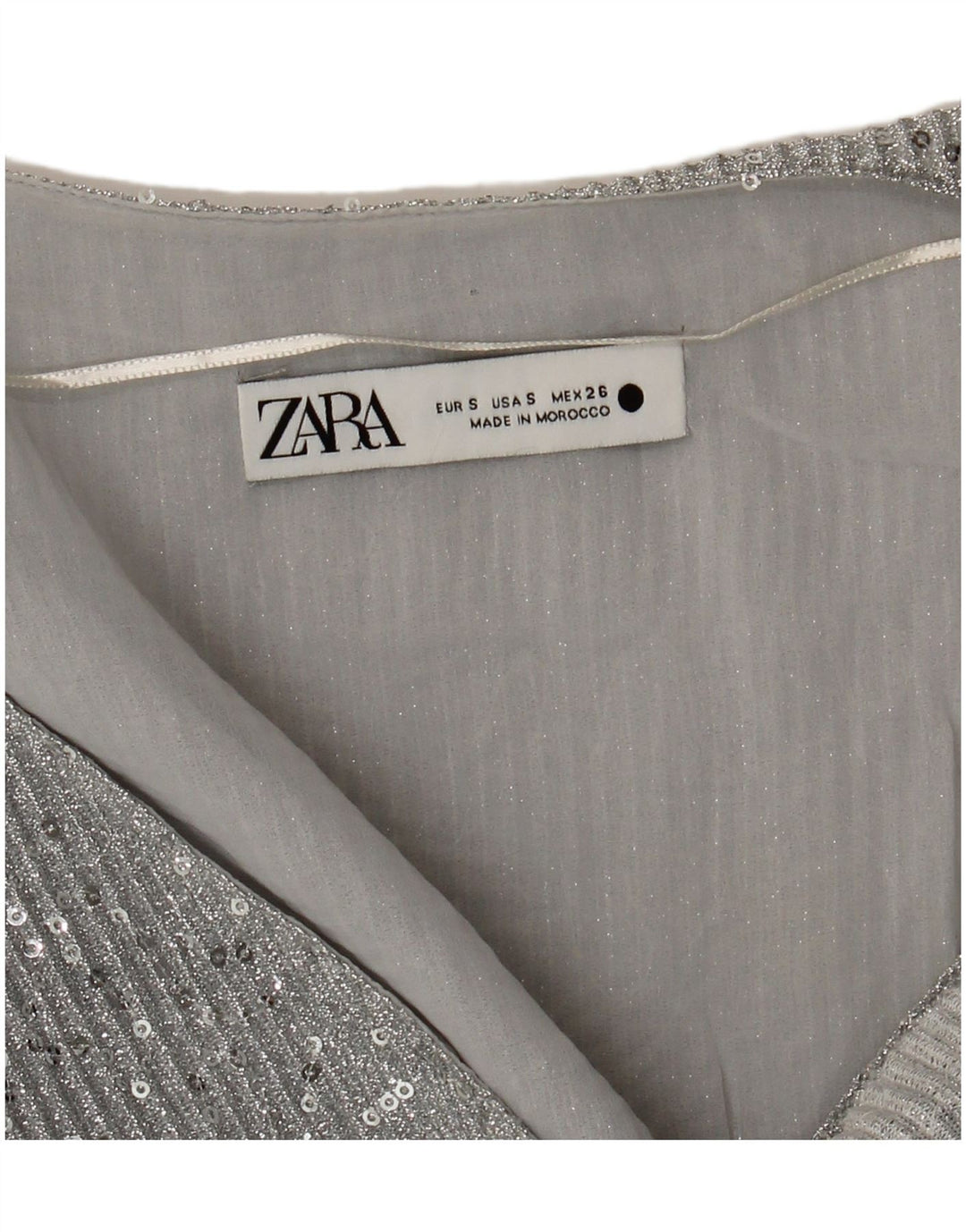 Top corto da donna Zara manica lunga UK 10 piccolo argento