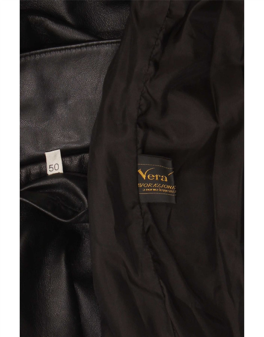 Cappotto in pelle vintage da uomo IT 50 grande nero