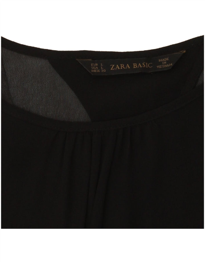 Top Zara a maniche lunghe da donna, taglia UK 14, grande, nero