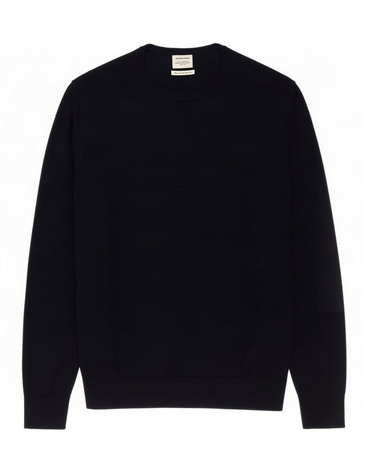 Maglione maglione girocollo da uomo Jack & Jones medio in lana merino blu navy
