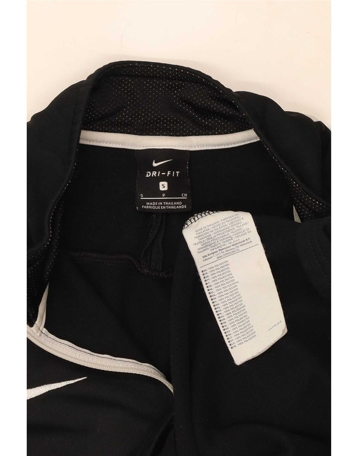 Top della tuta da ginnastica Nike Dri Fit con collo e zip da uomo, piccolo, color block nero
