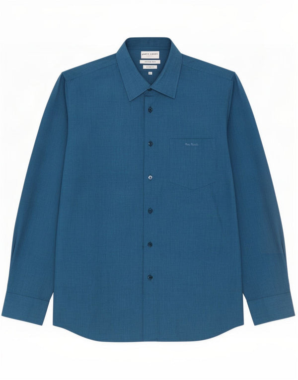 Camicia da uomo slim fit Pierre Cardin XL in cotone blu