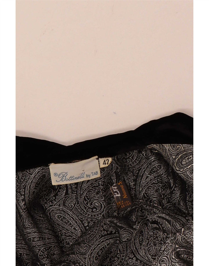 Top cardigan da donna vintage IT 42 seta Paisley argento medio