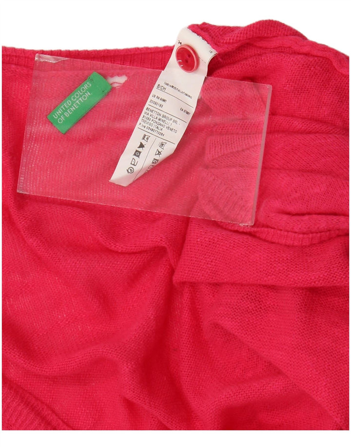 BENETTON Maglione cardigan oversize da donna UK 10 piccolo rosa