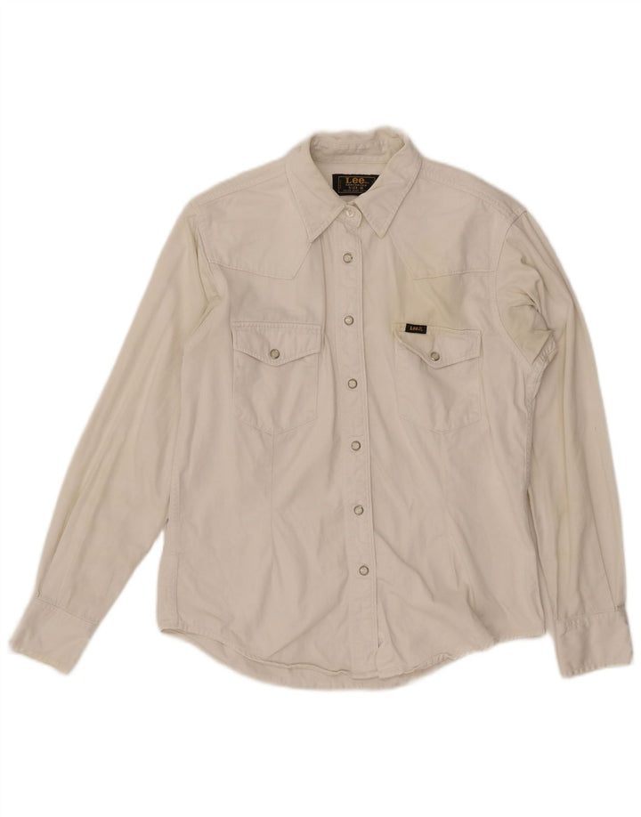 Camicia in denim da donna Lee UK 14 cotone bianco medio